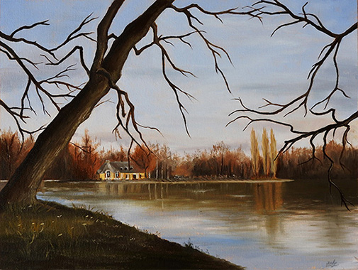 Landscape painting, oil on canvas