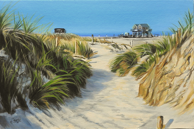 Landscape drawing, pastel on paper