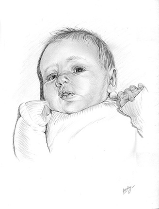 Baby, graphite drawing