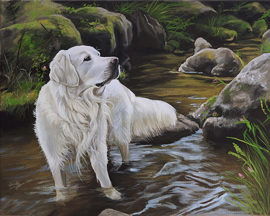 Dog portrait, acrylic painting