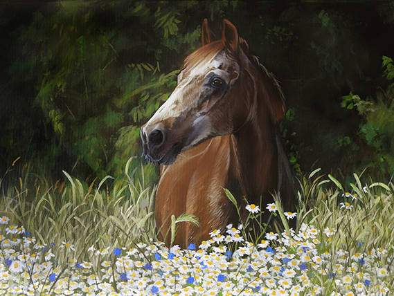 Horse painting, acrylic on canvas