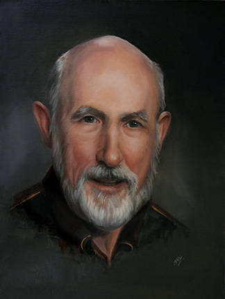 Oil painting, portrait of an old man