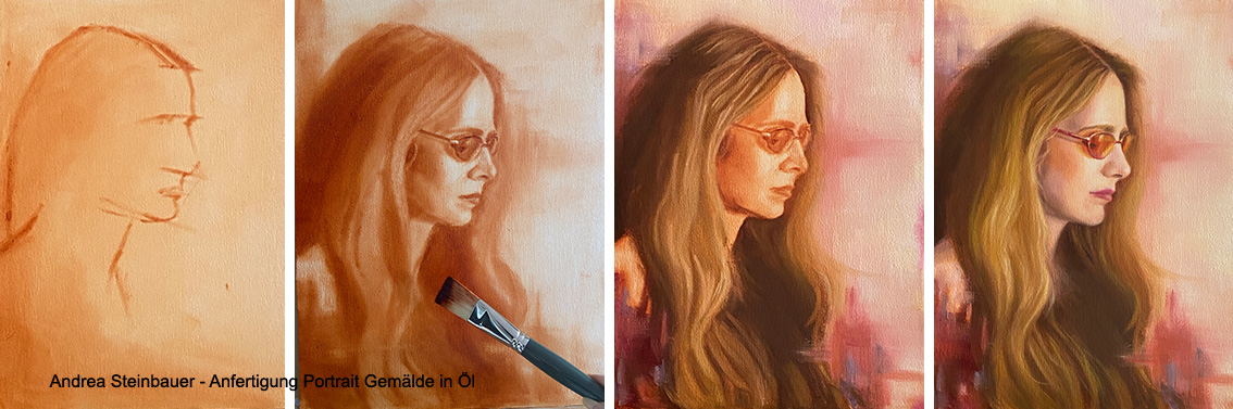 Portrait in oil, working process by Andrea Steinbauer